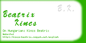 beatrix kincs business card